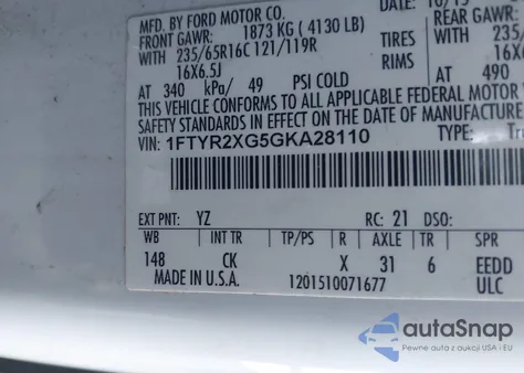 2016 Ford Transit-250 из США, поврежденный, VIN 1FTYR2XG5GKA28110